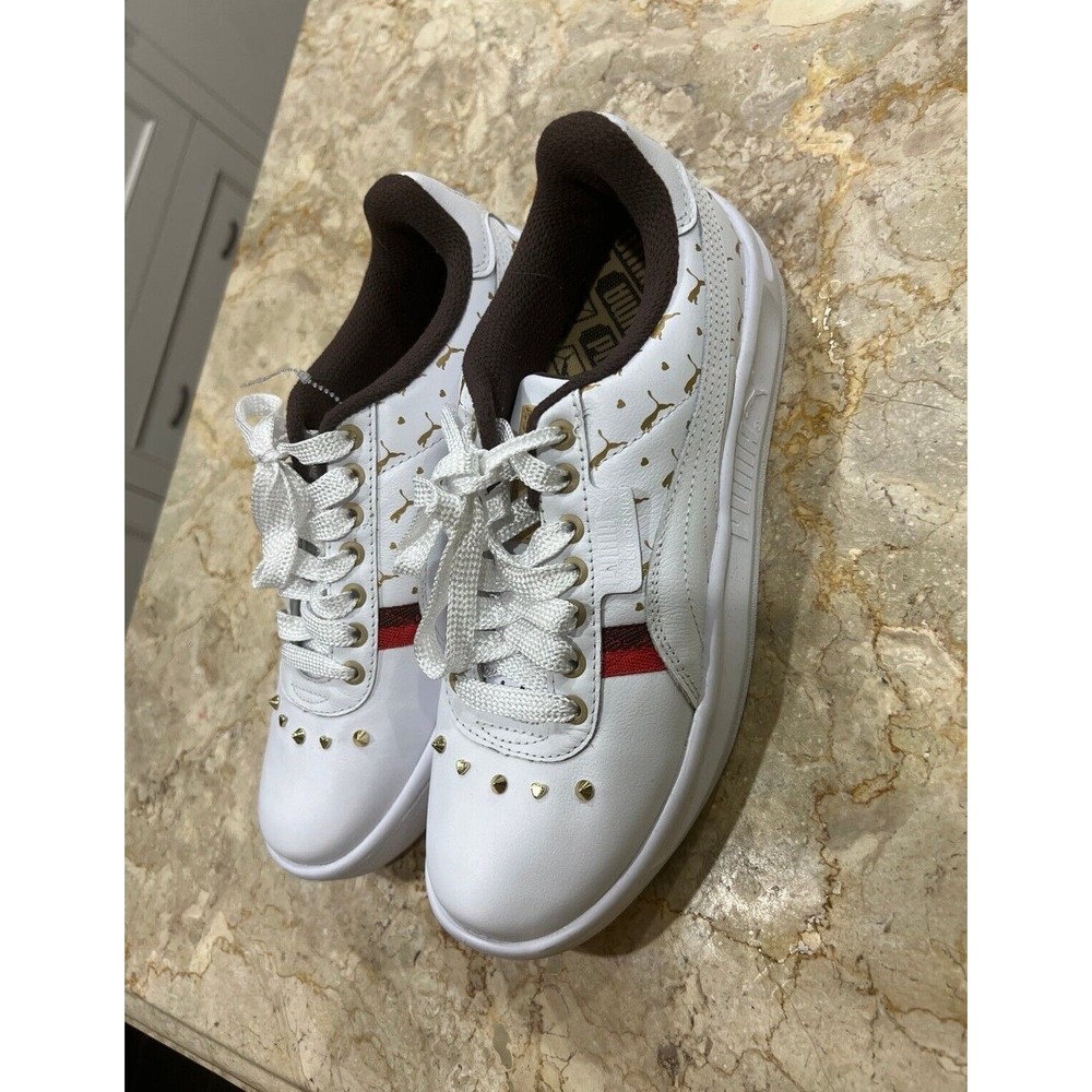 Puma California Stud Womens White Gold Jeweled Sneakers Shoes 370247 01 Size 8.5